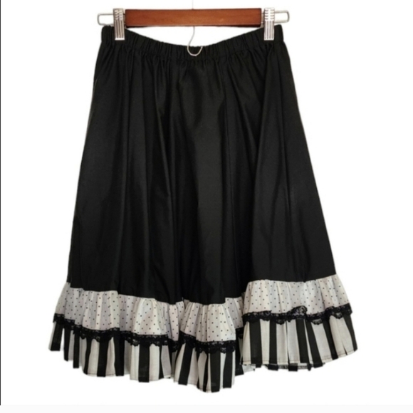 Vintage black white striped and polkadot midi skirt - Picture 4 of 4